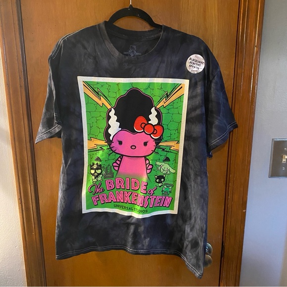 Universal Other - Hello Kitty x Bride of Frankenstein Universal Studios Tie Die Black Light Tee